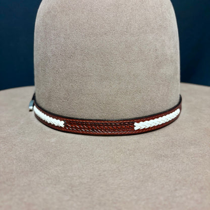 Austin Accent Leather: Cross Weave - White Braid