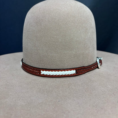 Austin Accent Leather: Cross Weave - White Braid
