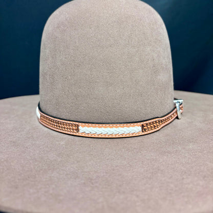 Austin Accent Leather: Cross Weave - White Braid