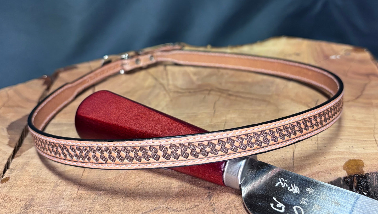 Austin Accent Leather Band: 1/4” Cross Stitched