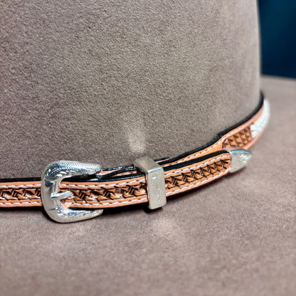 Austin Accent Leather: Cross Weave - White Braid