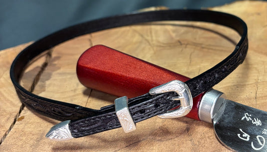 Austin Accent Leather Band: 1/4” Cross byStitched - Leaf Pattern